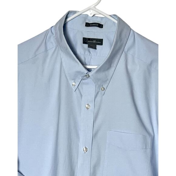 Eddie Bauer Mens Shirt Size 2XL Blue Long Sleeve Button Down Collar Pocket Cotto - Picture 3 of 11